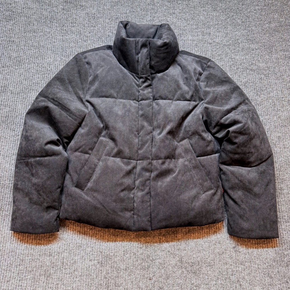 Levi's Black Corduroy Puffer Jacket Mens Small Gorpcore Casual Chic Utility Coat